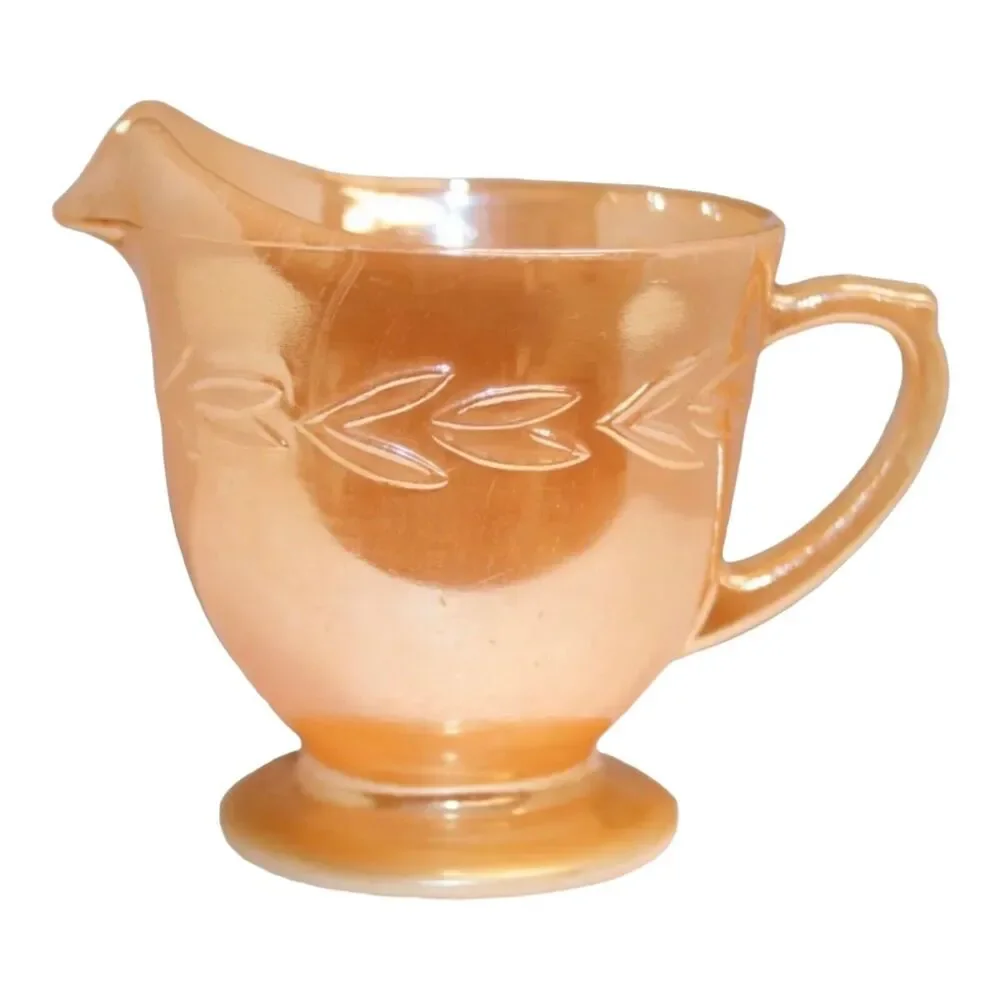 VINTAGE Fire King‎ Oven Ware Peach Lustre Luster Laurel Leaf Creamer W/ Spout
